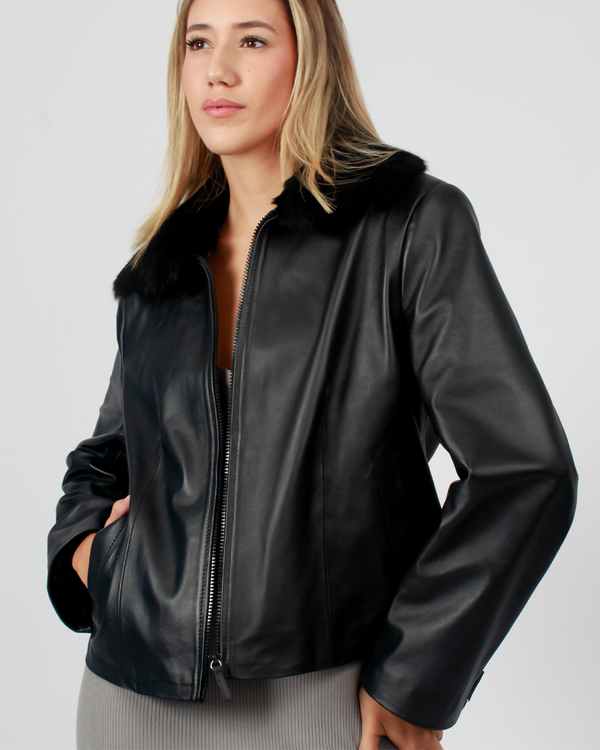 Casaca de Cuero KM-39 Negro