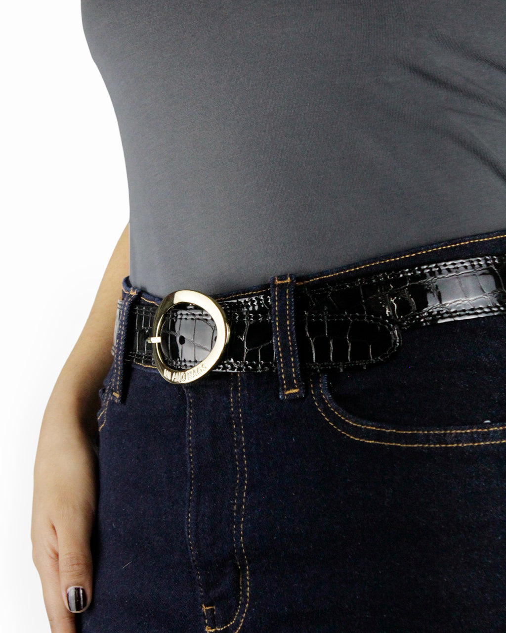 Cinturón Mujer S-245 Negro Croco