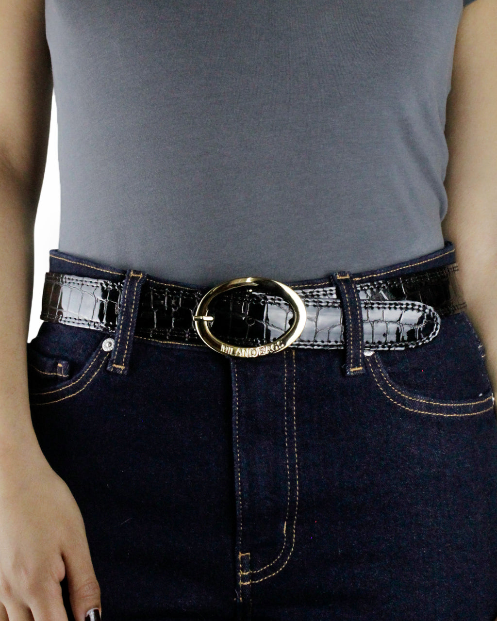 Cinturón Mujer S-245 Negro Croco