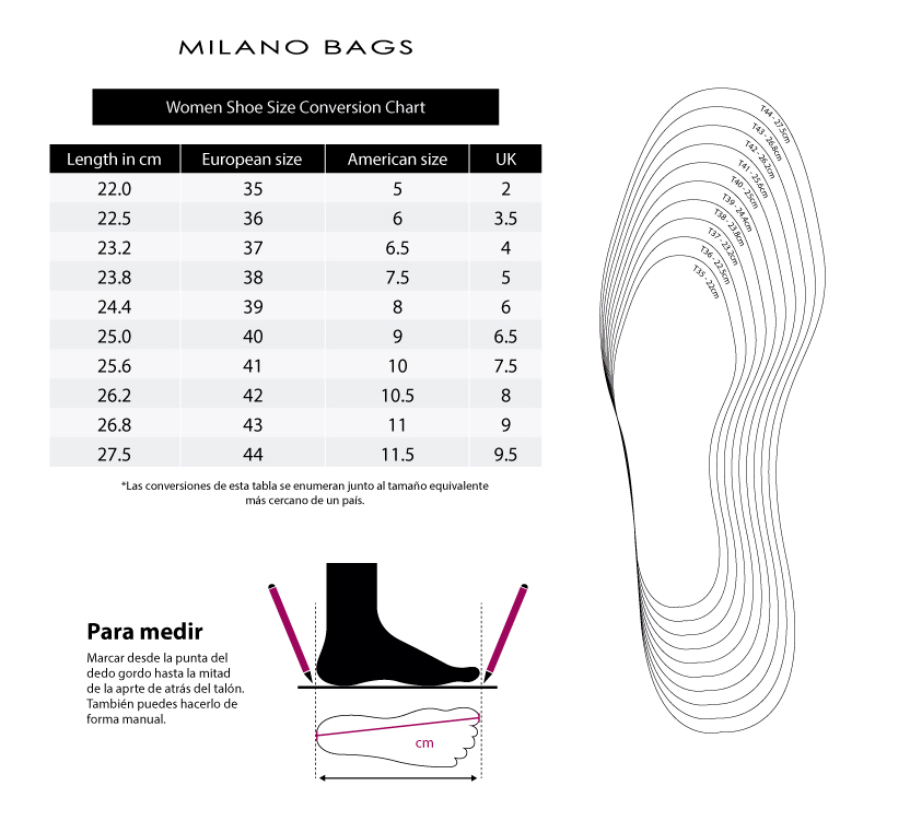 Guia de tallas - Milano Bags